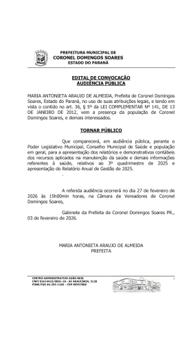 EDITAL DE CONVOCAÇÃO AUDIÊNCIA PÚBLICA