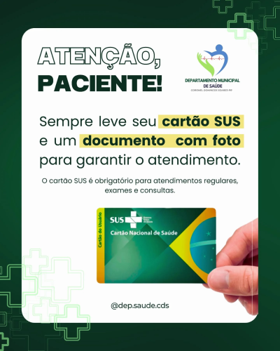 ATENÇÃO, PACIENTES! Para garantir seu atendimento, exames e consultas.